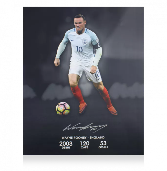 Wayne Rooney Signed England Large Photo
