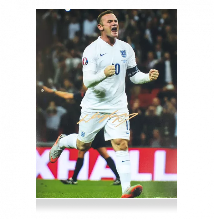 Wayne Rooney Signed England Photo