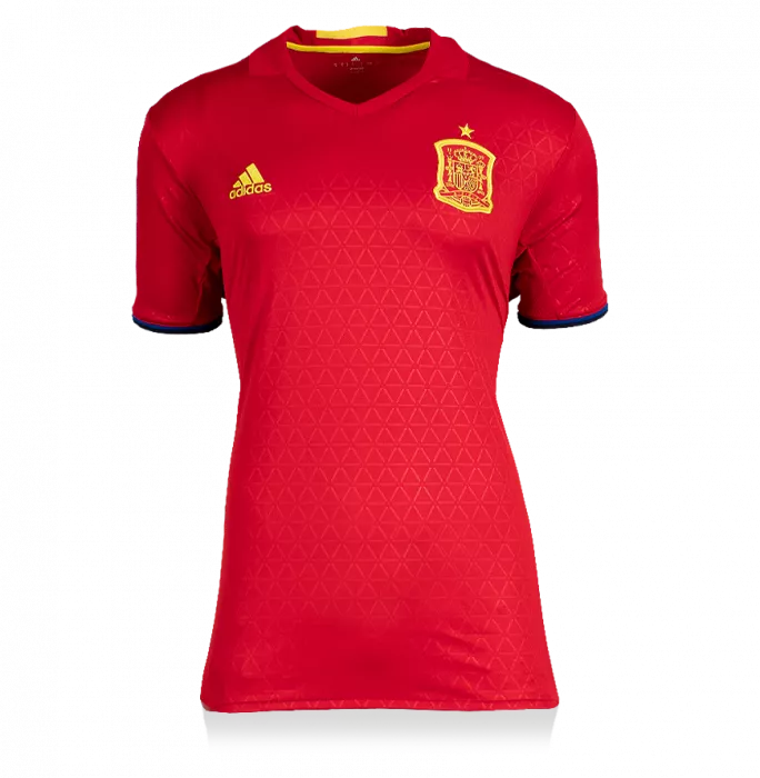 Xavi Back Signed Spain 2016-17 Home Shirt