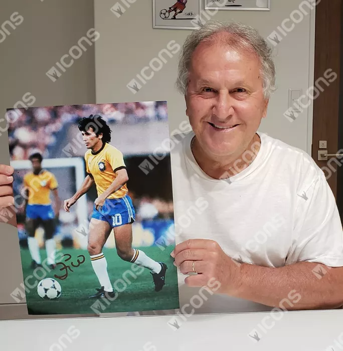 Zico Signed Brazil Photo: 1982 FIFA World Cup