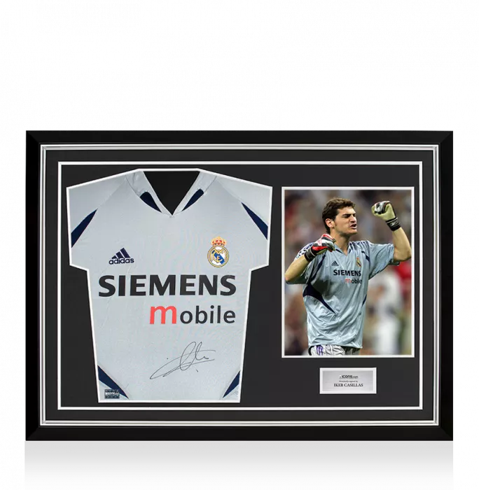 Iker Casillas Front Signed Real Madrid 2004-05 Goalkeeper Shirt In Hero Frame: Option 1