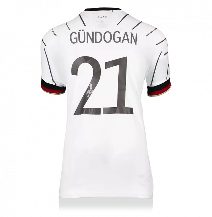 Ilkay Gundogan Back Signed Germany 2020-21 Home Shirt With Fan Style Numbers In Hero Frame: Option 1