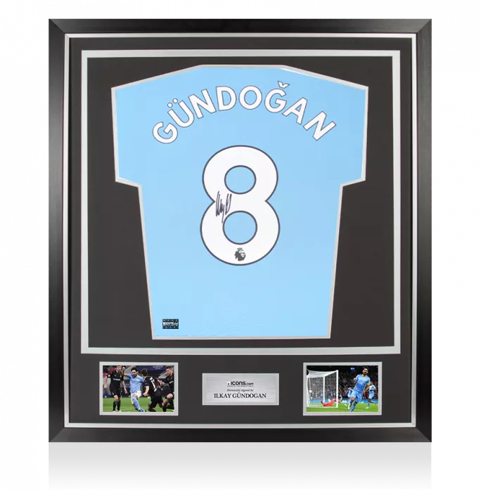 Ilkay Gundogan Back Signed Manchester City 2021-22 Home Shirt In Classic Frame