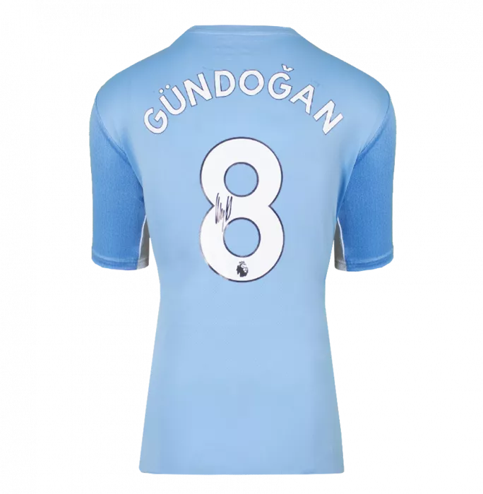 Ilkay Gundogan Back Signed Manchester City 2021-22 Home Shirt In Hero Frame: Option 1