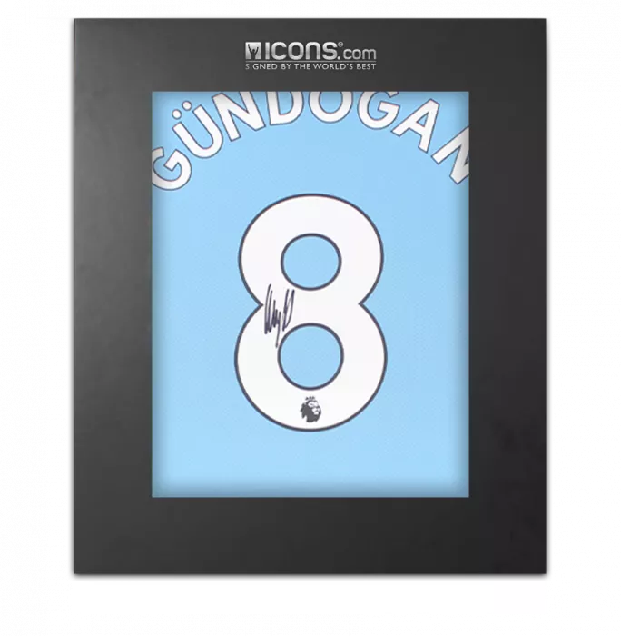 Ilkay Gundogan Back Signed Manchester City 2021-22 Home Shirt In Deluxe Packaging