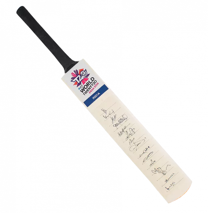 India Team Signed 2016 ICC World Twenty20 Cricket Bat