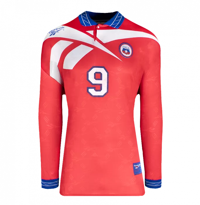 Ivan Zamorano Back Signed Chile 1997-98 Home Shirt In Hero Frame: Option 1