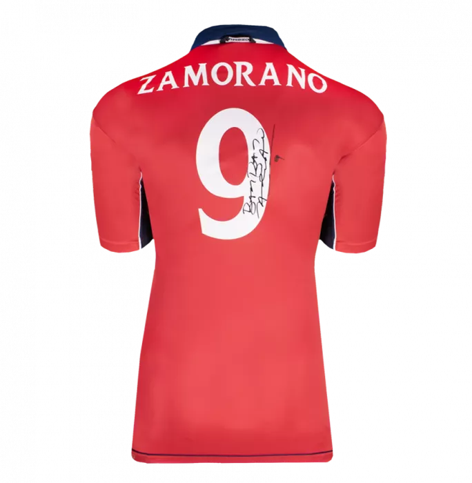 Ivan Zamorano Back Signed Chile 2000-01 Home Shirt In Hero Frame: Option 1