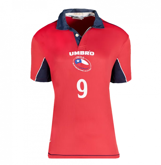 Ivan Zamorano Back Signed Chile 2000-01 Home Shirt In Hero Frame: Option 1