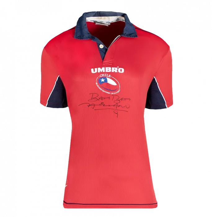 Ivan Zamorano Front Signed Chile 2000-01 Home Shirt In Classic Frame