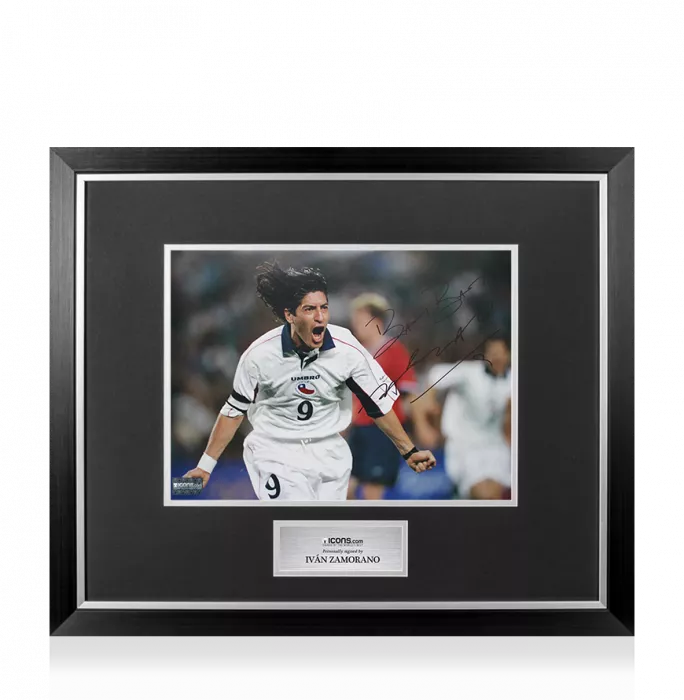 Ivan Zamorano Signed Chile Photo In Premium Photo Frame: Sydney 2000 Bronze Medal Brace v USA
