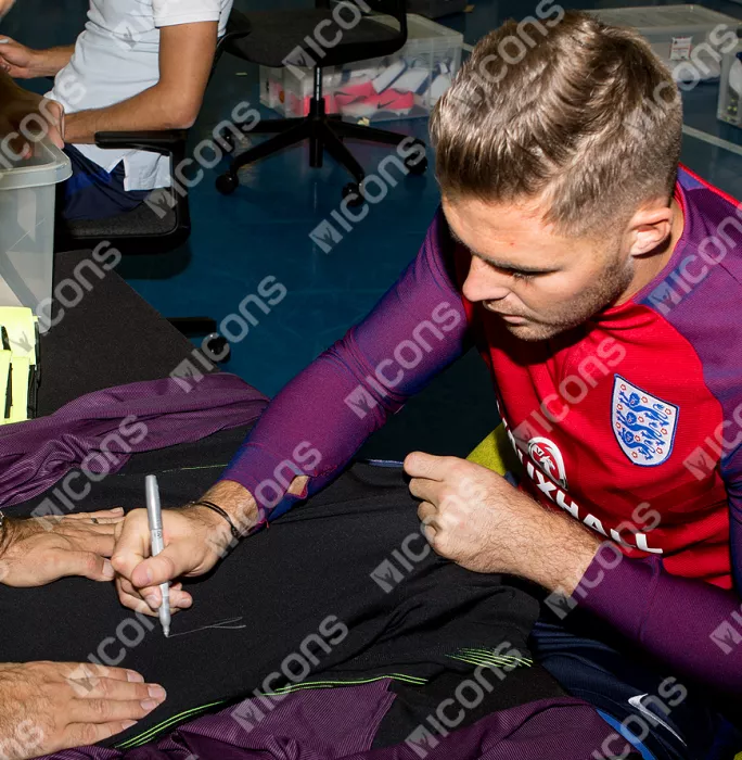 Jack Butland Back Signed 2016-17 England Goalkeeper Shirt