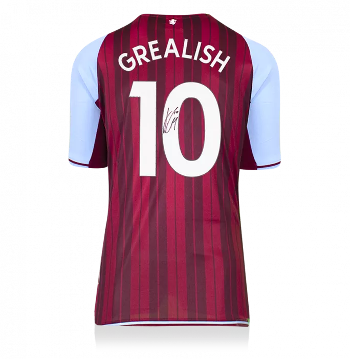 Jack Grealish Back Signed Aston Villa 2021-22 Home Shirt In Hero Frame: Option 1