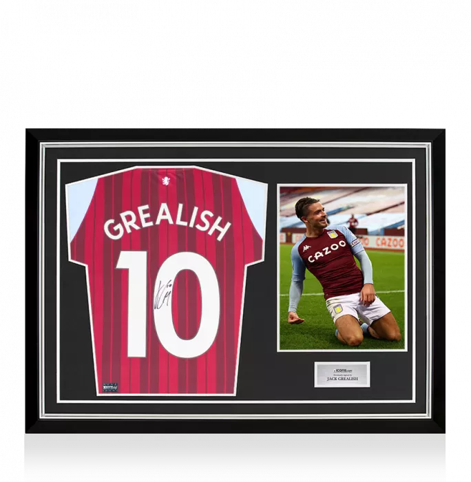 Jack Grealish Back Signed Aston Villa 2021-22 Home Shirt In Hero Frame: Option 1
