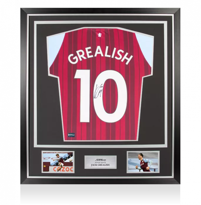 Jack Grealish Back Signed Aston Villa 2021-22 Home Shirt In Classic Frame