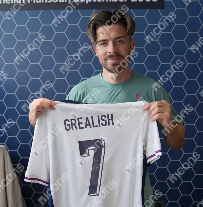 Jack Grealish Back Signed England 2024 Home Shirt With Fan Style Number