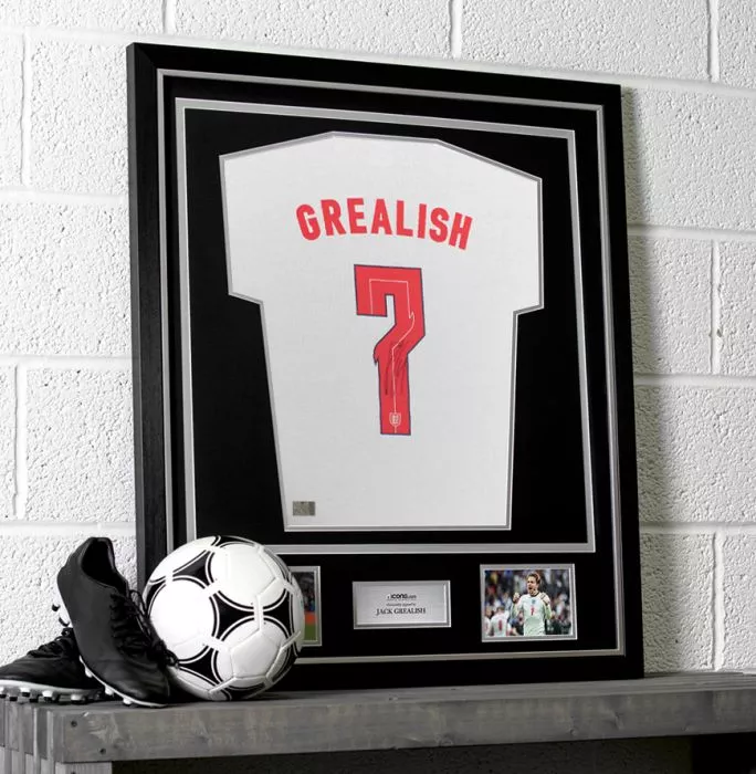 Jack Grealish Back Signed England T-Shirt In Classic Frame