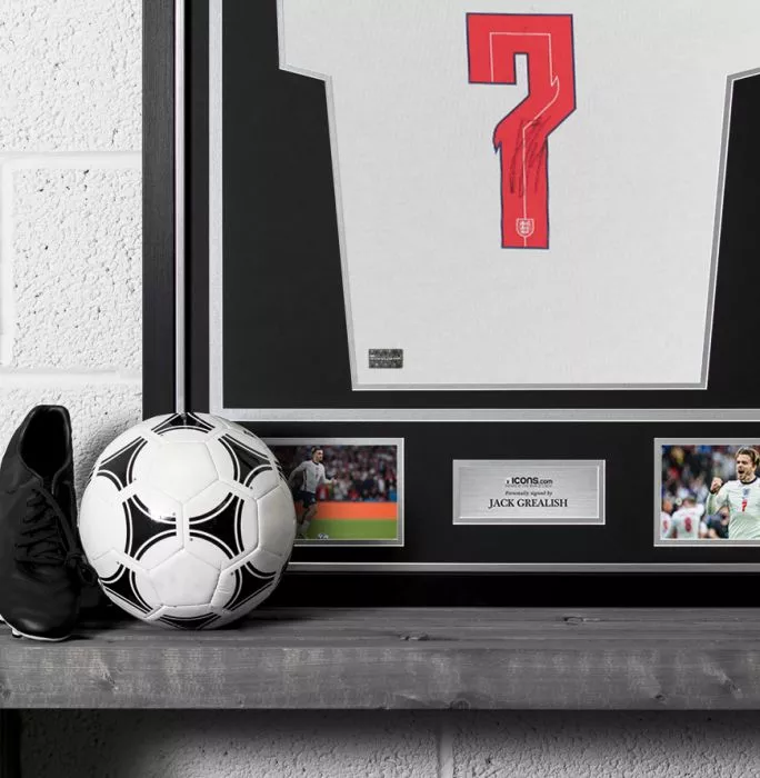 Jack Grealish Back Signed England T-Shirt In Classic Frame