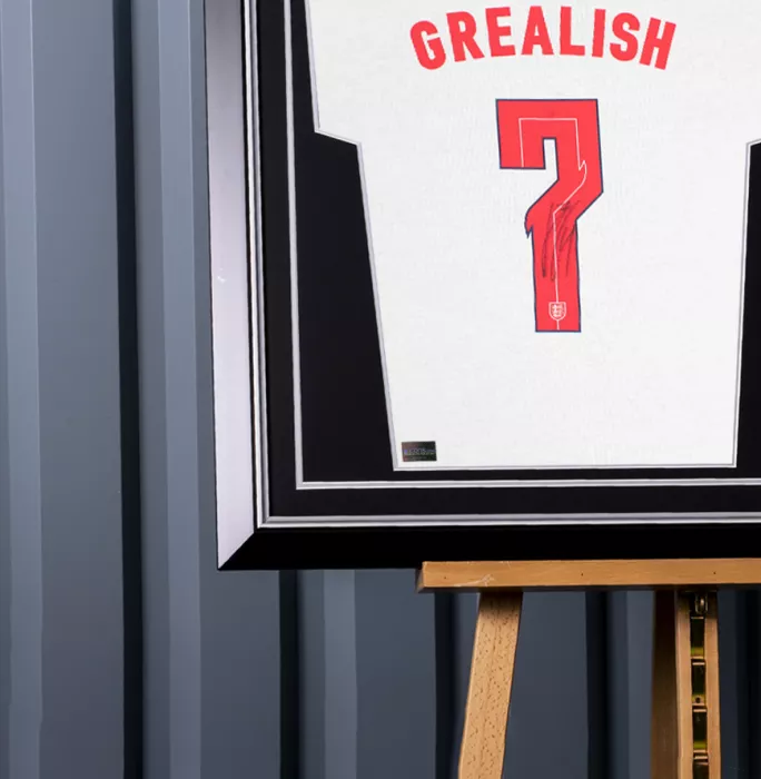 Jack Grealish Back Signed England T-Shirt In Hero Frame: Option 1