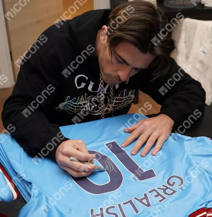 Jack Grealish Back Signed Manchester City 2022-23 Home Shirt With Fan Style Numbers