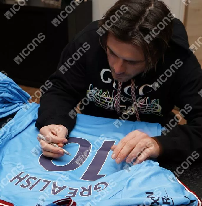 Jack Grealish Back Signed Manchester City 2022-23 Home Shirt With Fan Style Numbers