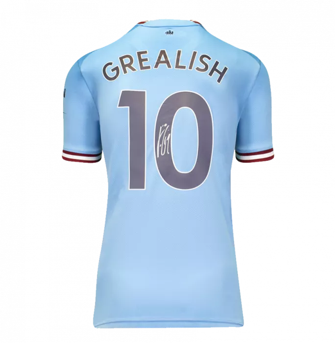 Jack Grealish Back Signed Manchester City 2022-23 Home Shirt with Fan Style Numbers