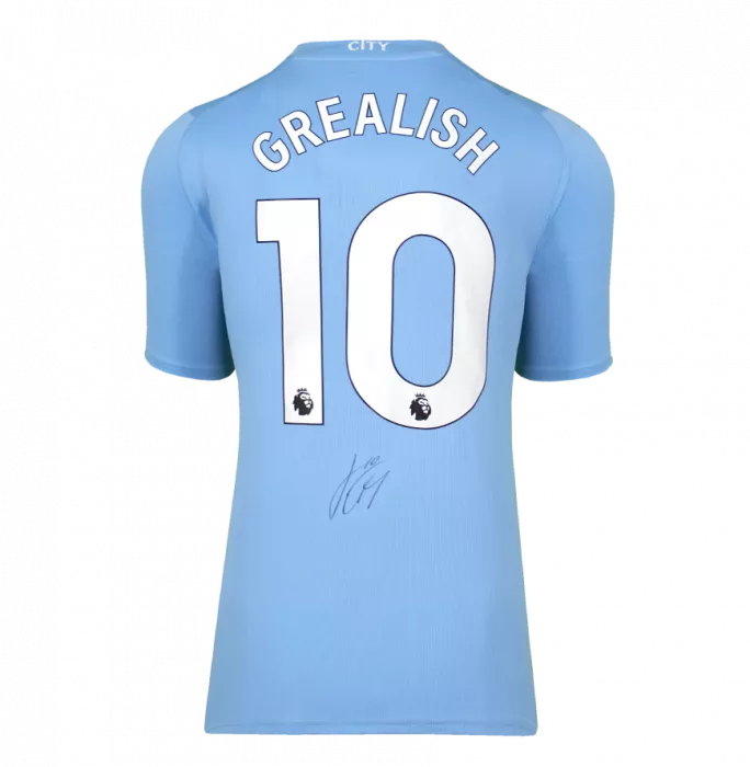 Jack Grealish Back Signed Manchester City 2023-24 Home Shirt: Signed Under Number