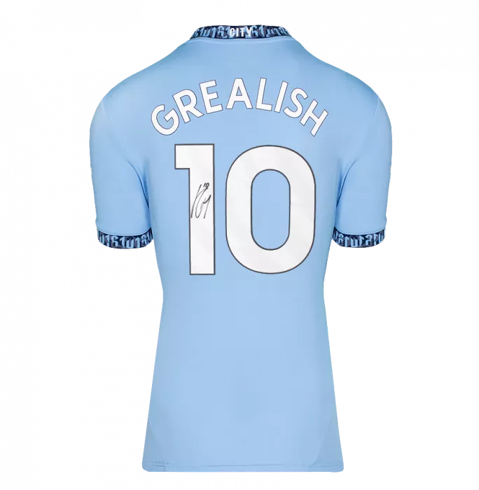 Jack Grealish Back Signed Manchester City 2024-25 Home Shirt In Classic Frame