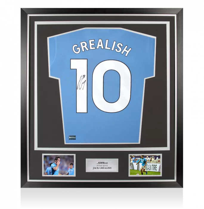 Jack Grealish Back Signed Manchester City 2024-25 Home Shirt In Classic Frame