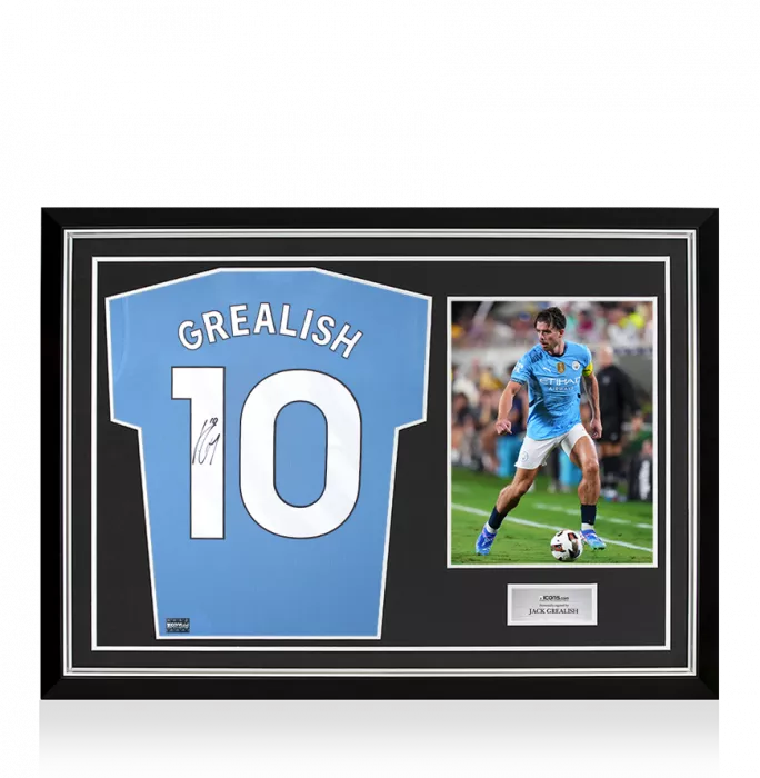 Jack Grealish Back Signed Manchester City 2024-25 Home Shirt In Hero Frame: Option 1