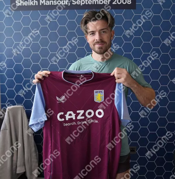 Jack Grealish Front Signed Aston Villa 2022-23 Home Shirt In Classic Frame