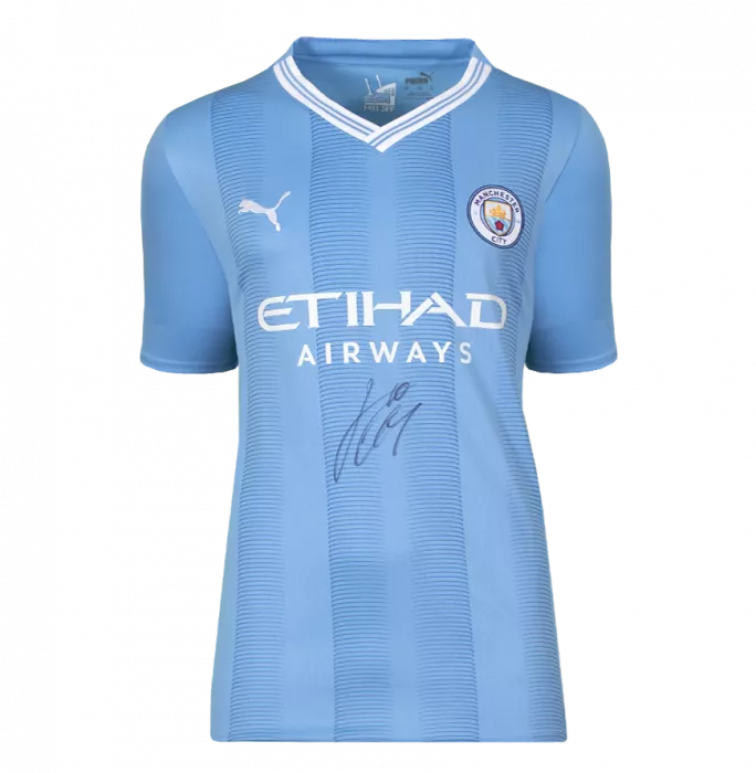 Jack Grealish Front Signed Manchester City 2023-24 Home Shirt In Classic Frame