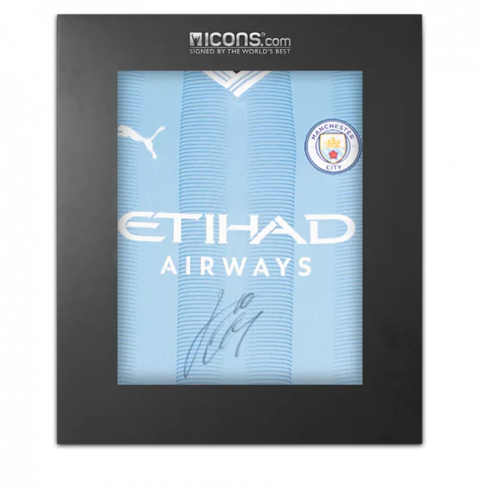 Jack Grealish Front Signed Manchester City 2023-24 Home Shirt In Deluxe Packaging