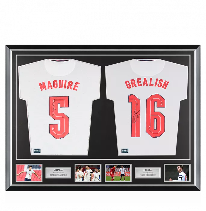 Jack Grealish & Harry Maguire Signed England Shirts In Classic Dual Frame
