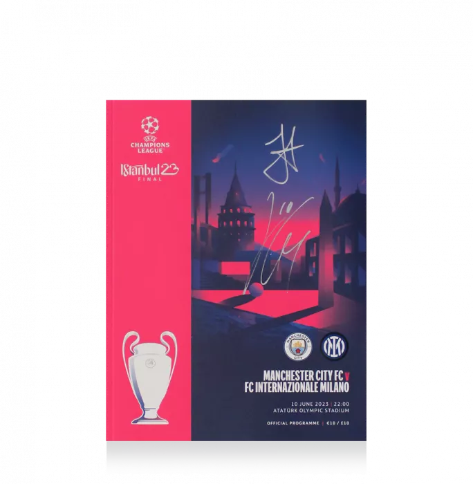 Jack Grealish & Julian Alvarez Dual Signed And Framed Programme: 2023 UEFA Champions League Final