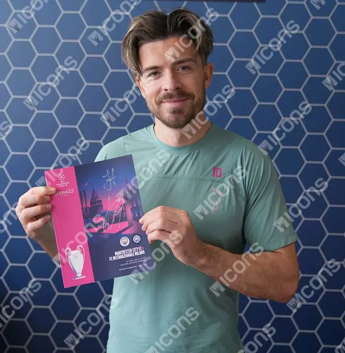 Jack Grealish & Julian Alvarez Dual Signed And Framed Programme: 2023 UEFA Champions League Final