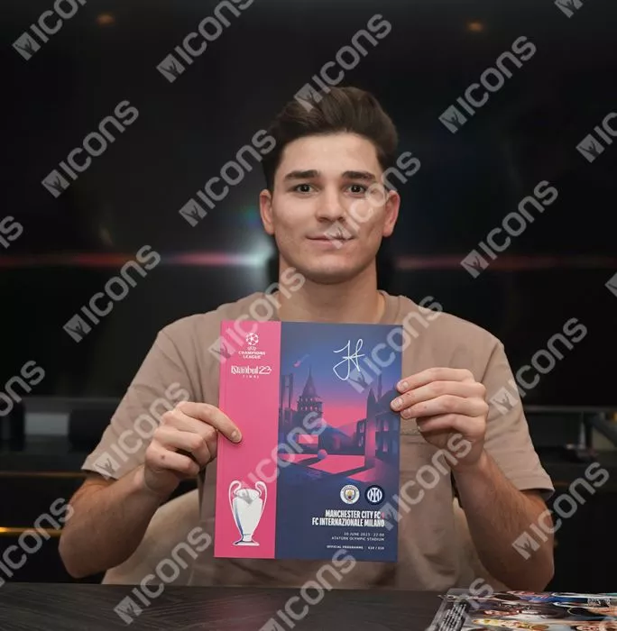 Jack Grealish & Julian Alvarez Dual Signed And Framed Programme: 2023 UEFA Champions League Final