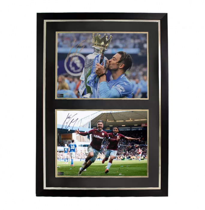 Jack Grealish Manchester City & Jack Grealish Aston Villa Signed Photos In Dual Photo Frame