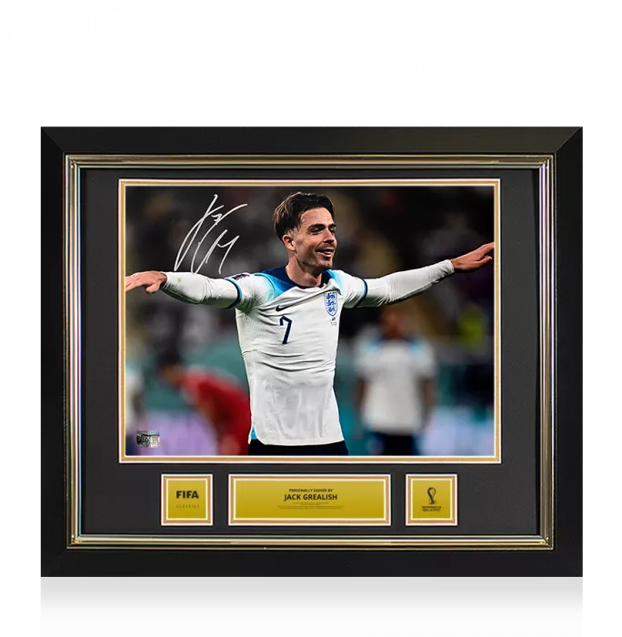 Jack Grealish Official 2022 FIFA World Cup™ Signed and Framed England Photo: Goal vs IR Iran