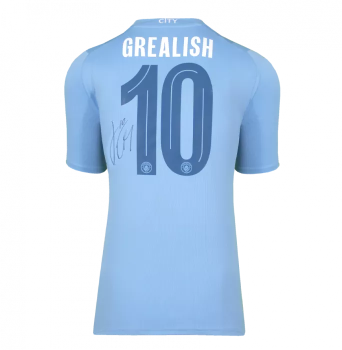 Jack Grealish Official UEFA Champions League Back Signed And Hero Framed Manchester City 2023-24 Home Shirt
