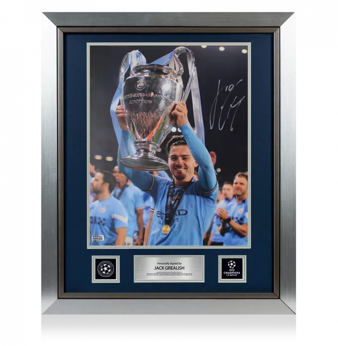 Jack Grealish Official UEFA Champions League Signed and Framed Manchester City Photo: 2023 Winner