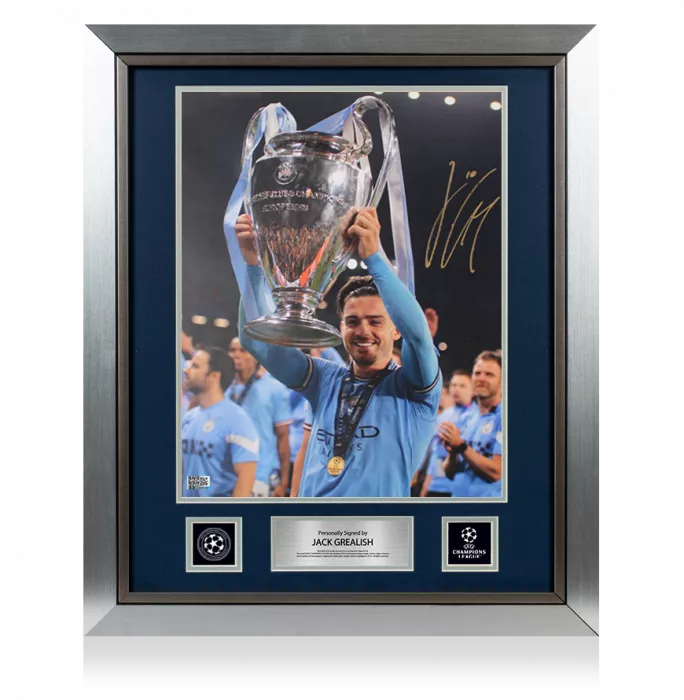 Jack Grealish Official UEFA Champions League Signed and Framed Manchester City Photo: 2023 Winner