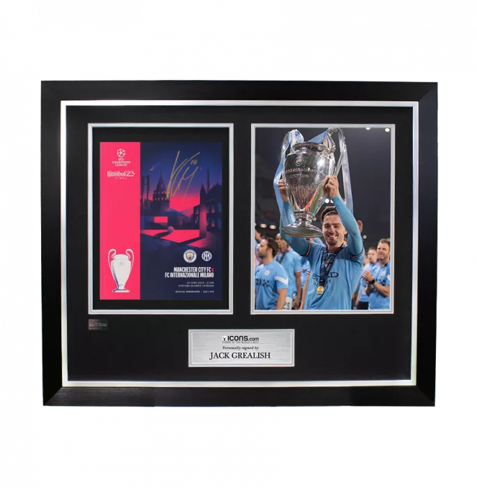 Jack Grealish Signed and Framed Programme: 2023 UEFA Champions League Final