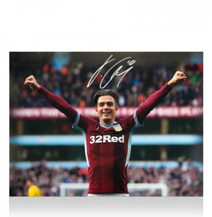 Jack Grealish Signed Aston Villa Photo In Black Wooden Frame: Winning Against Birmingham City