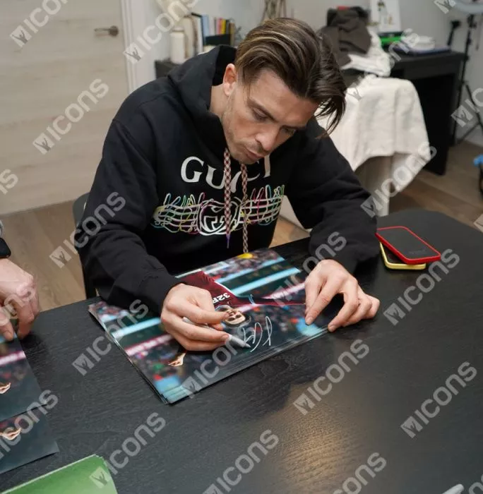 Jack Grealish Signed Aston Villa Photo In Black Wooden Frame: Winning Against Birmingham City