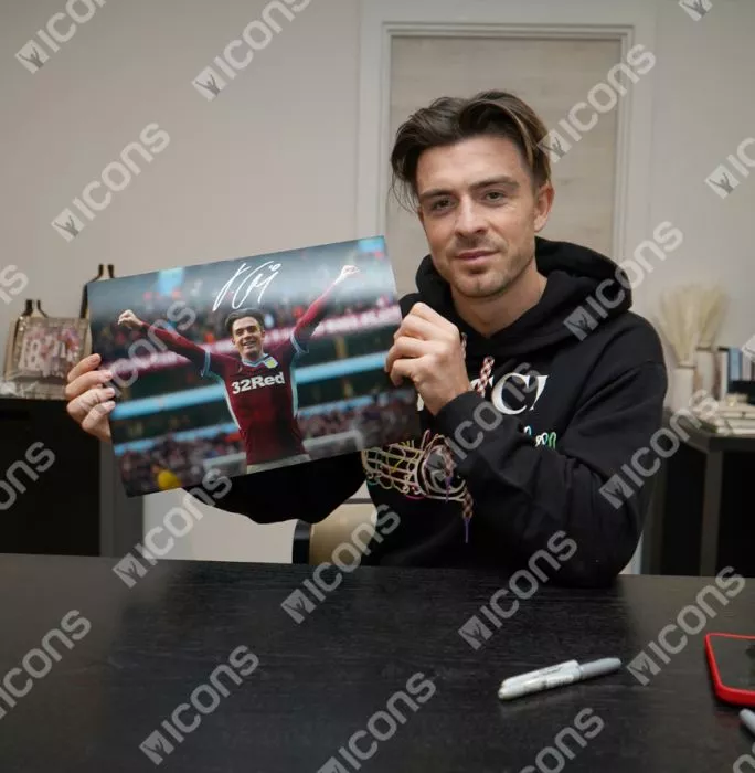 Jack Grealish Signed Aston Villa Photo In Black Wooden Frame: Winning Against Birmingham City