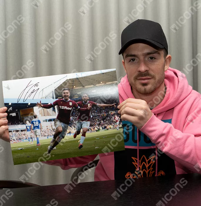 Jack Grealish Signed Aston Villa Photo In Black Wooden Frame: Iconic Goal Vs Birmingham City