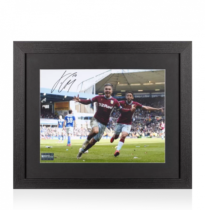 Jack Grealish Signed Aston Villa Photo In Black Wooden Frame: Iconic Goal vs Birmingham City