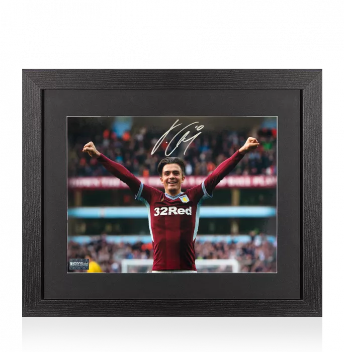 Jack Grealish Signed Aston Villa Photo In Black Wooden Frame: Winning Against Birmingham City