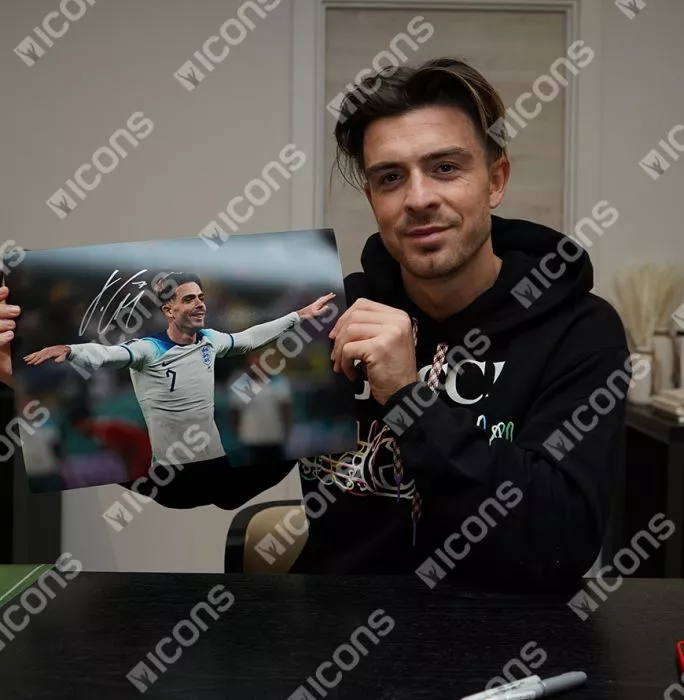 Jack Grealish Signed England Photo: 2022 World Cup Goal Celebration